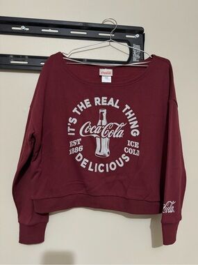Coca Cola Wine Red Graphic Pullover Sweatshirt